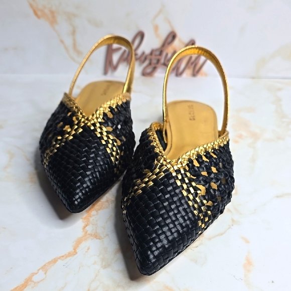 Sandro melena woven leather slingback point toe flats new without box - Picture 1 of 13